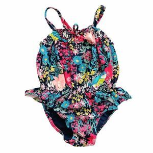 BABY Gap Ruffle Floral Print One Piece Swimsuit